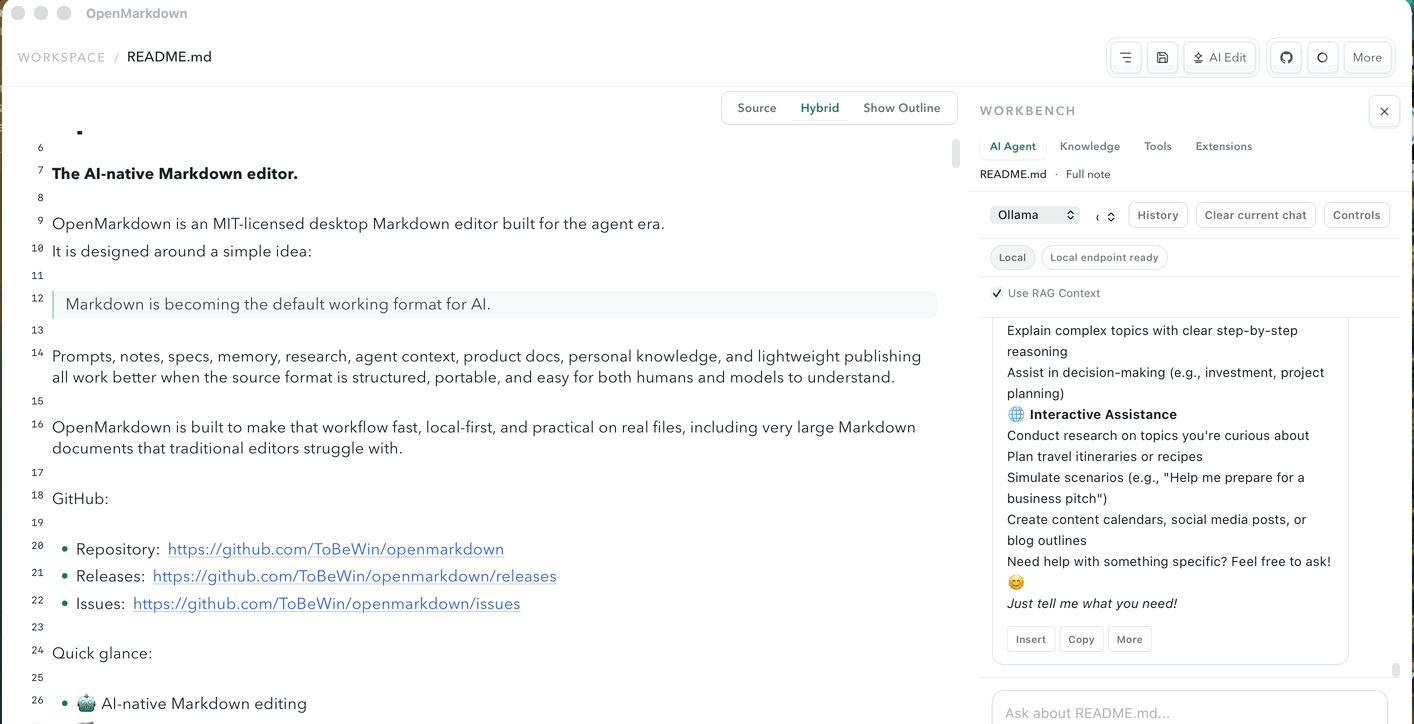 OpenMarkdown editor demo
